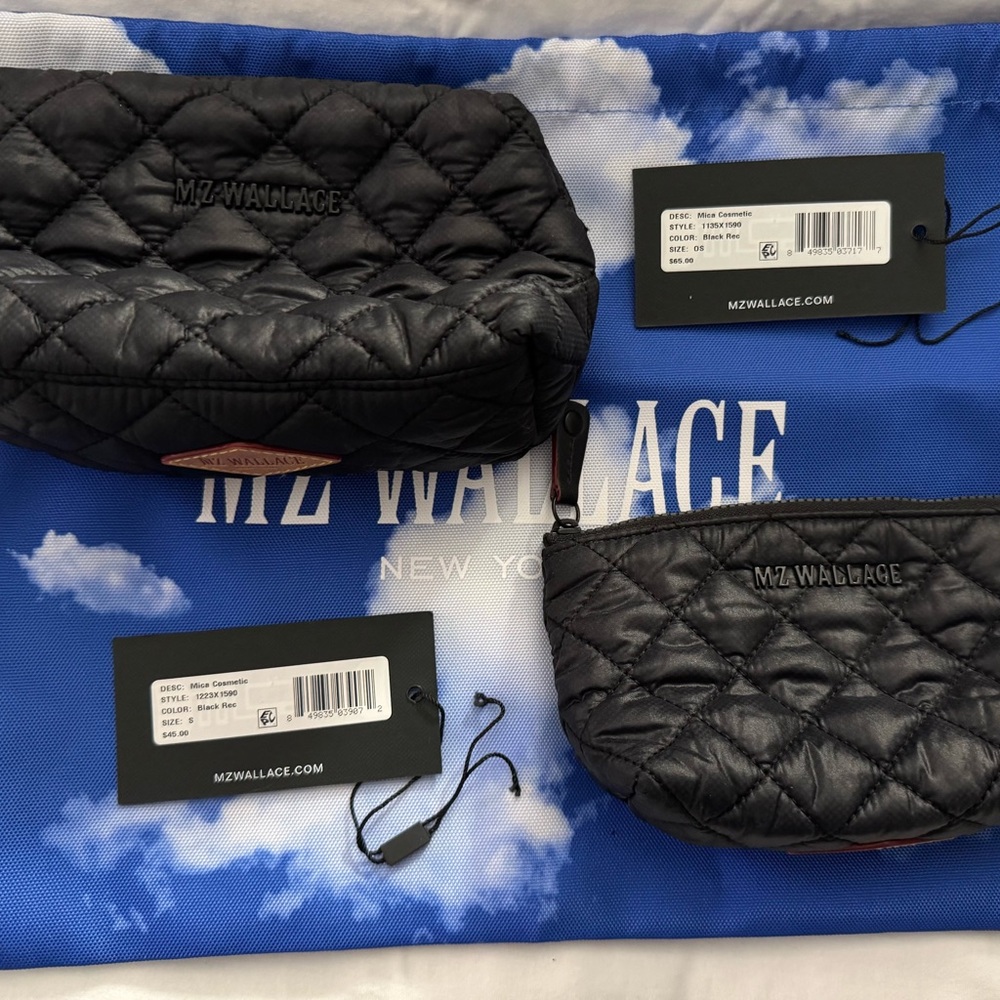 MZ Wallace Black Quilted Mica Cosmetic set (OS and S)